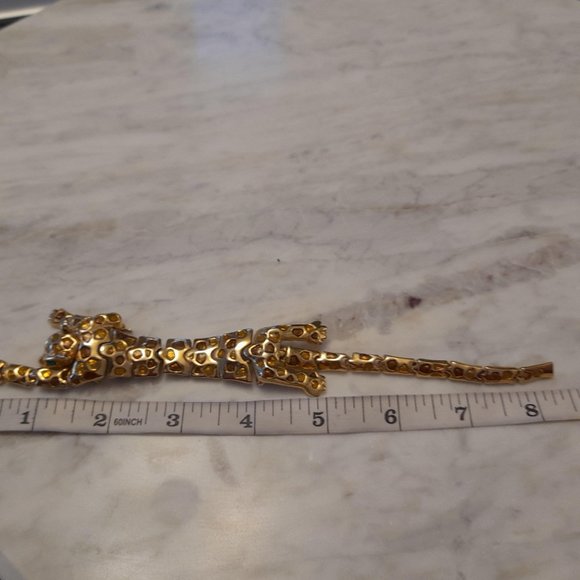 Vintage Articulated Over The Shoulder Leopard Brooch Gold Tone With Amber Stones - Picture 15 of 15